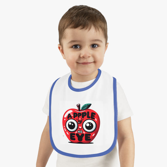 Cute ‘Apple of His Eye’ Bib for Babies – Fun Contrast Trim Jersey