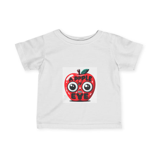 Cute Cartoon Apple Infant Tee - 'Apple of His Eye' Design